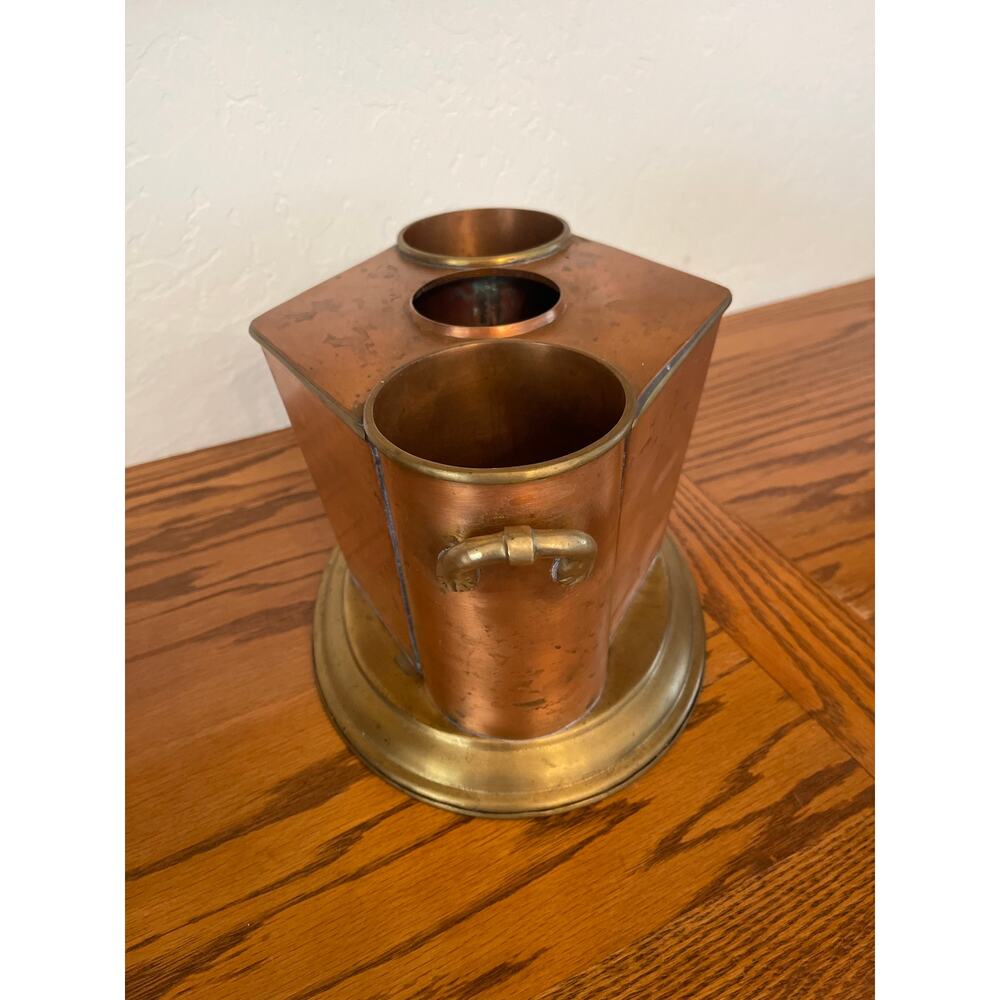 Vintage Art Deco-Style Copper & Brass Wine cooler Bucket by Global Views. - Picture 5 of 8